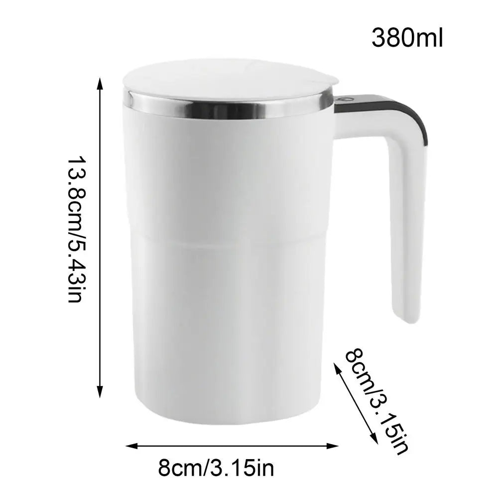 Electric Self Stirring Coffee Mug with LCD Thermometer 380ml Self Stirring Mug PLUSH White