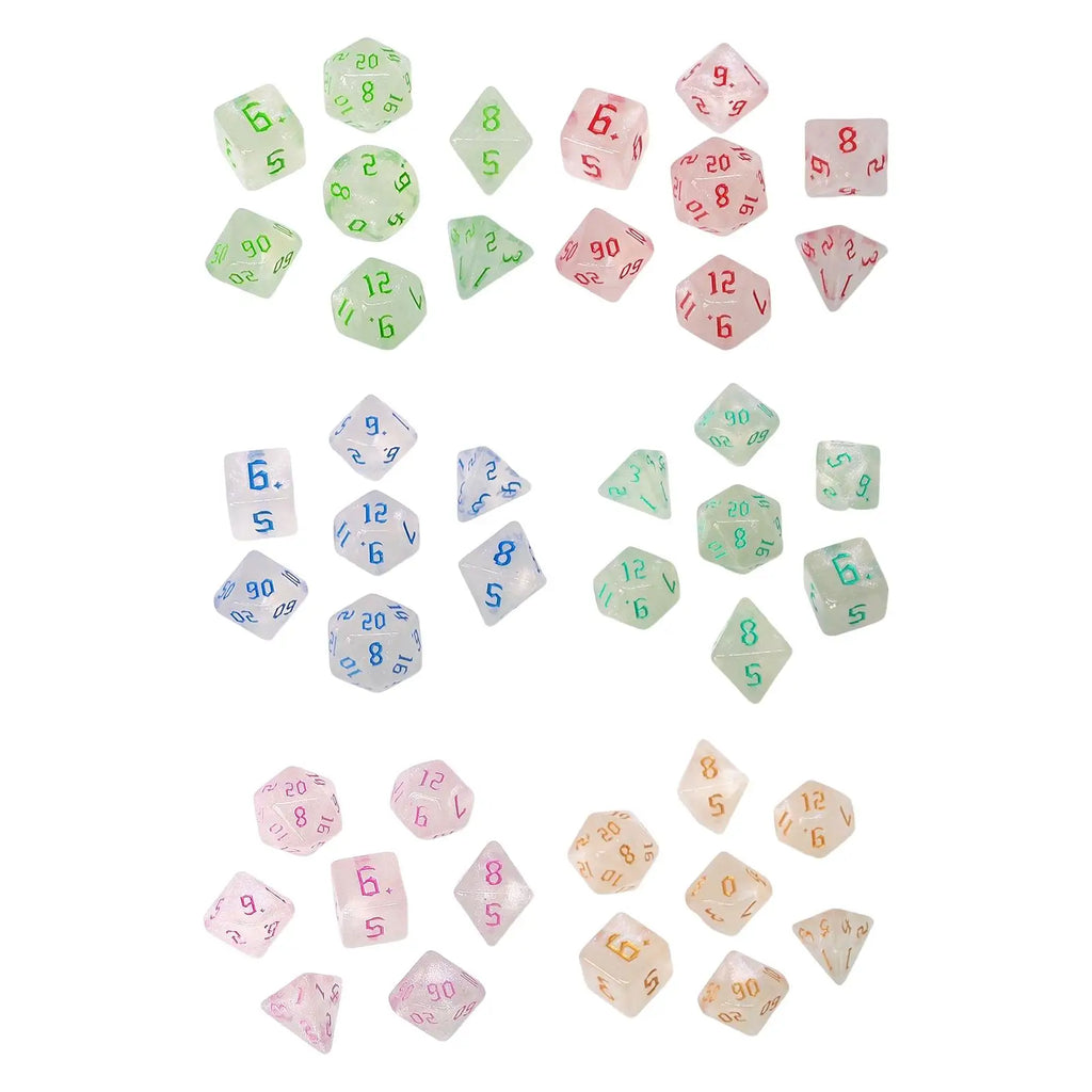 Polyhedral RPG Dice Set – D4 D6 D8 D10 D12 D20 Acrylic 7pcs RPG Dice Set PLUSH
