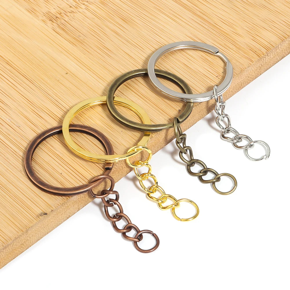 28mm Metal Split Key Rings with Chain – DIY Jewelry 5-20pcs Jewelry Making Findings PLUSH