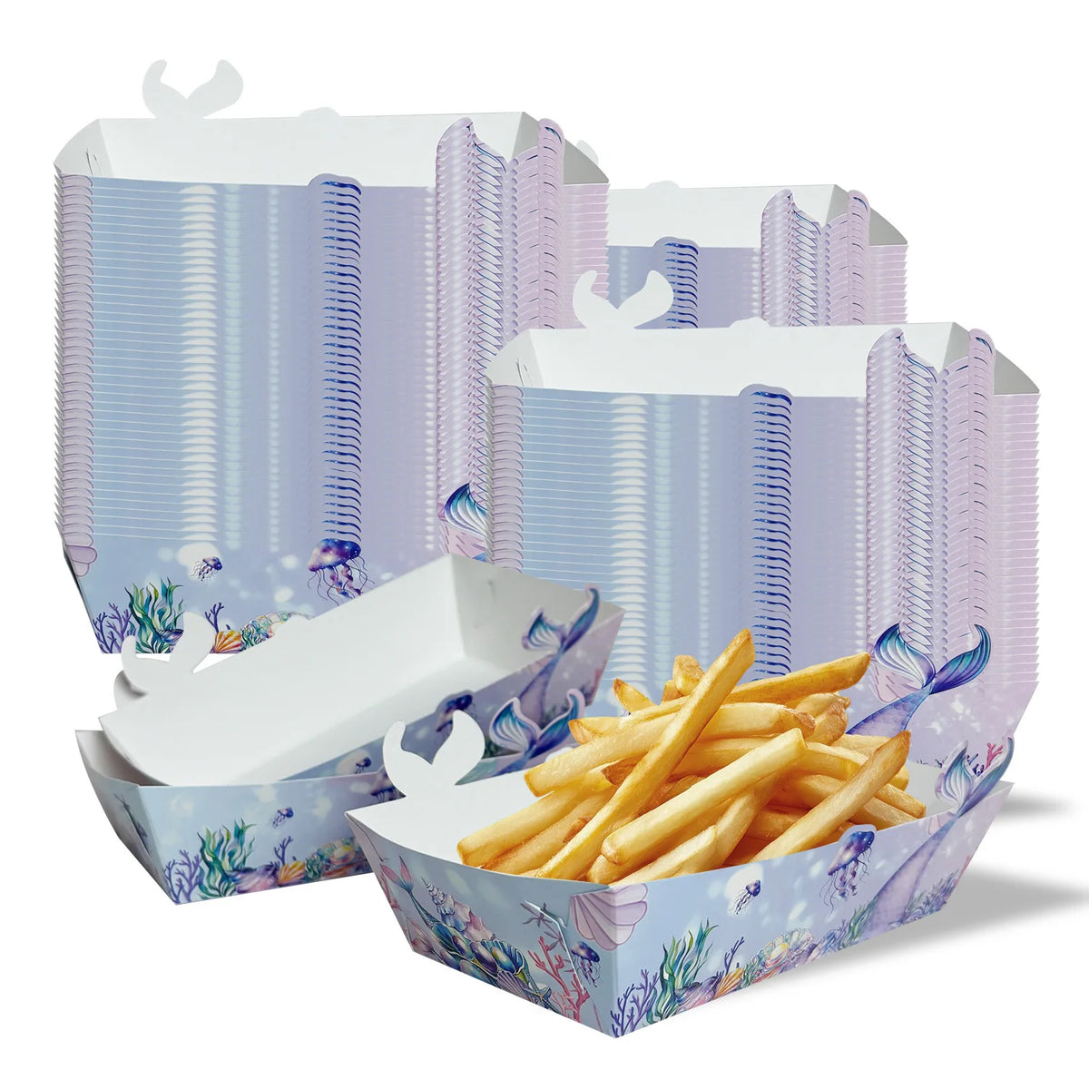 Mermaid Paper Food Trays | Disposable Party Snack Containers Disposable Party Trays PLUSH