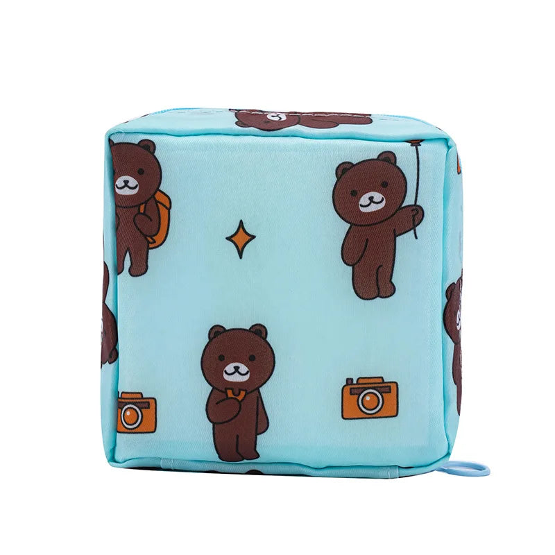 Mini Menstrual Organizer Pouch – Reusable Nylon Storage Bag Feminine Hygiene Organizer PLUSH