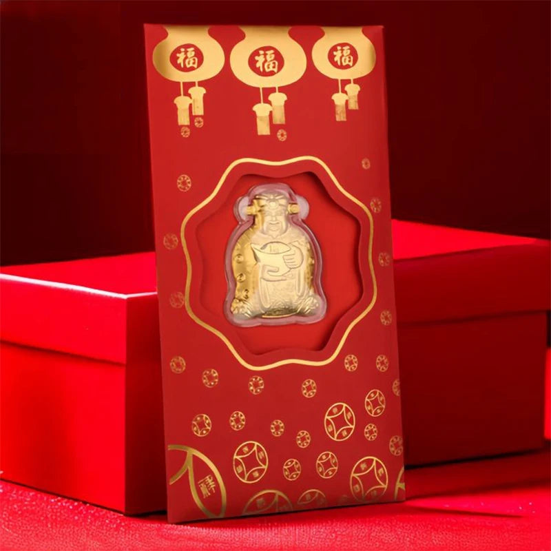 Gold Foil Red Envelope – God of Wealth Lucky New Year Gift Festive Red Envelope PLUSH