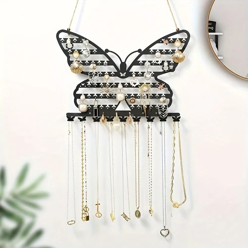 Wall Mounted Butterfly Jewelry Organizer Rack with Hooks Jewelry Display Rack PLUSH