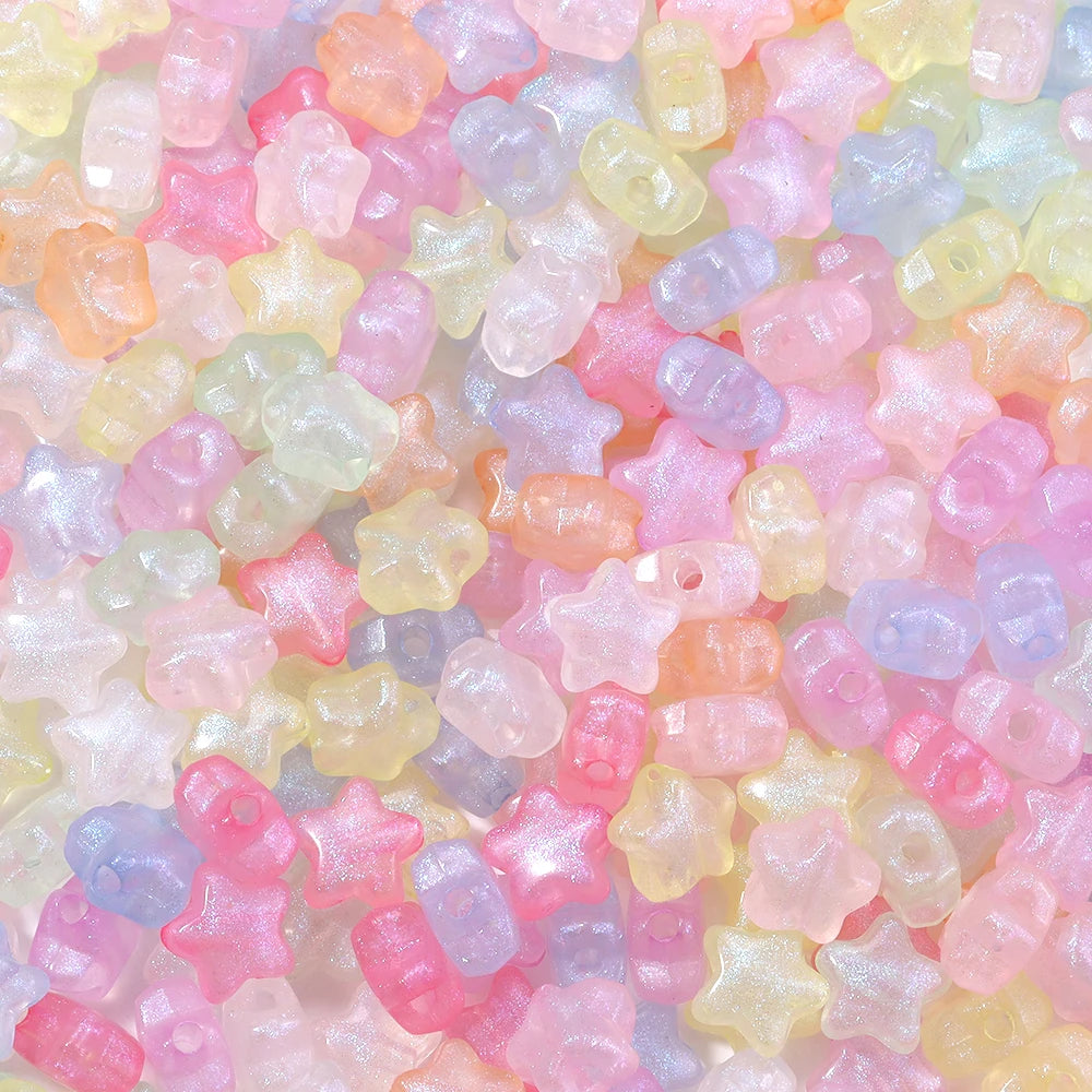 100pcs Acrylic Star Spacer Beads 10mm – DIY Jewelry Making Acrylic Spacer Beads PLUSH