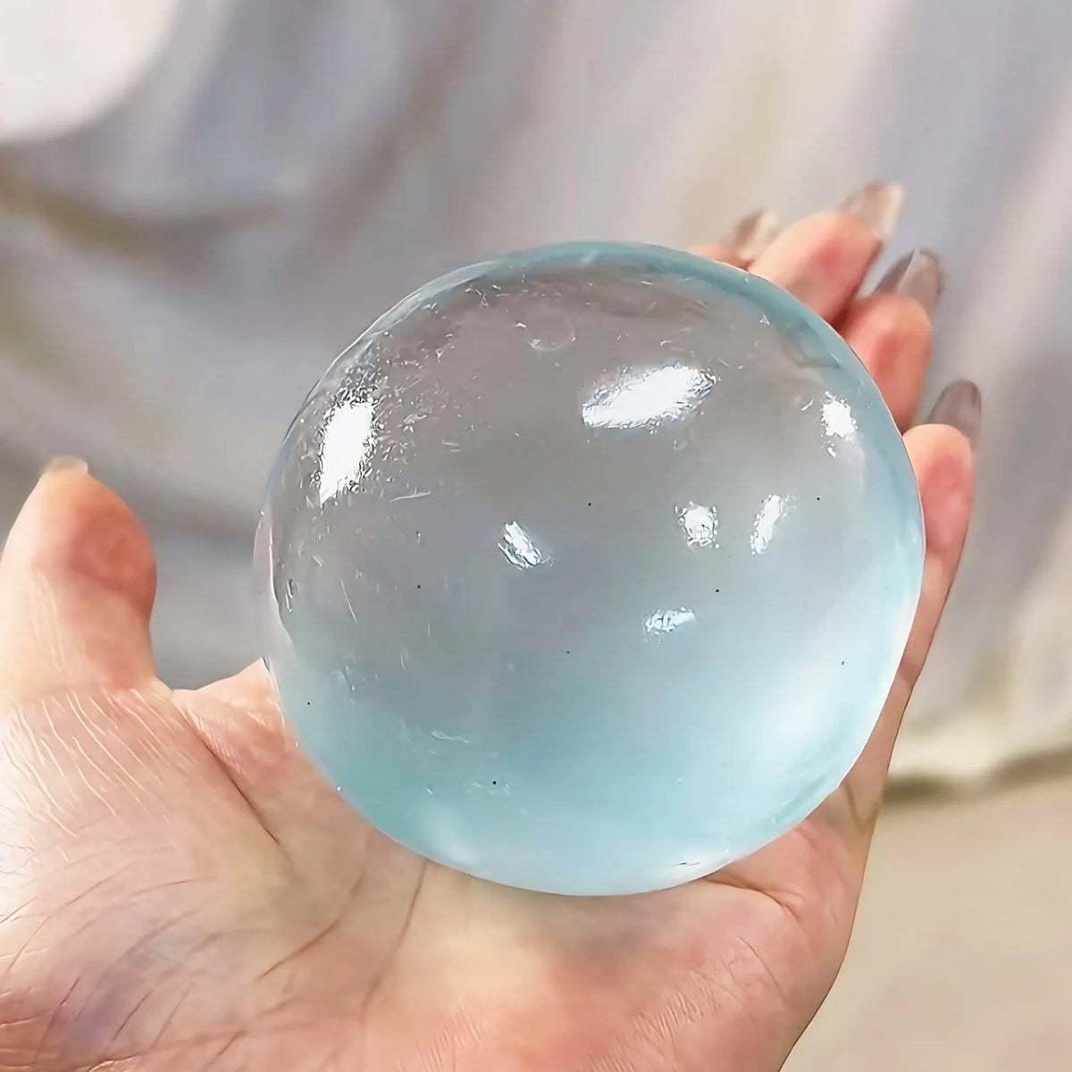 Maltose Mochi Squishy Fidget Ball – Soft Transparent Stress Toy Squishy Fidget Toy PLUSH Blue