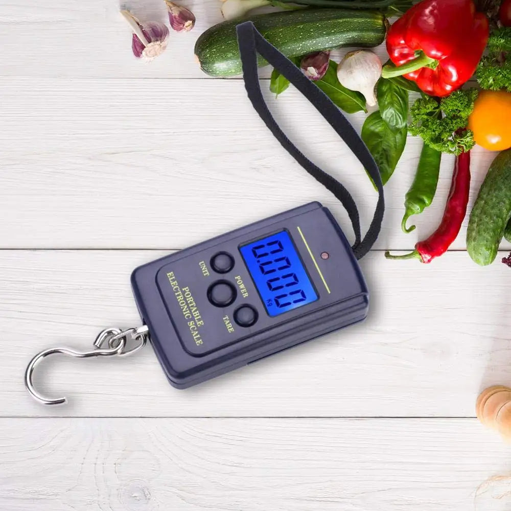50kg Portable LCD Digital Hanging Scale + Retractable Tape Digital Hanging Scale PLUSH