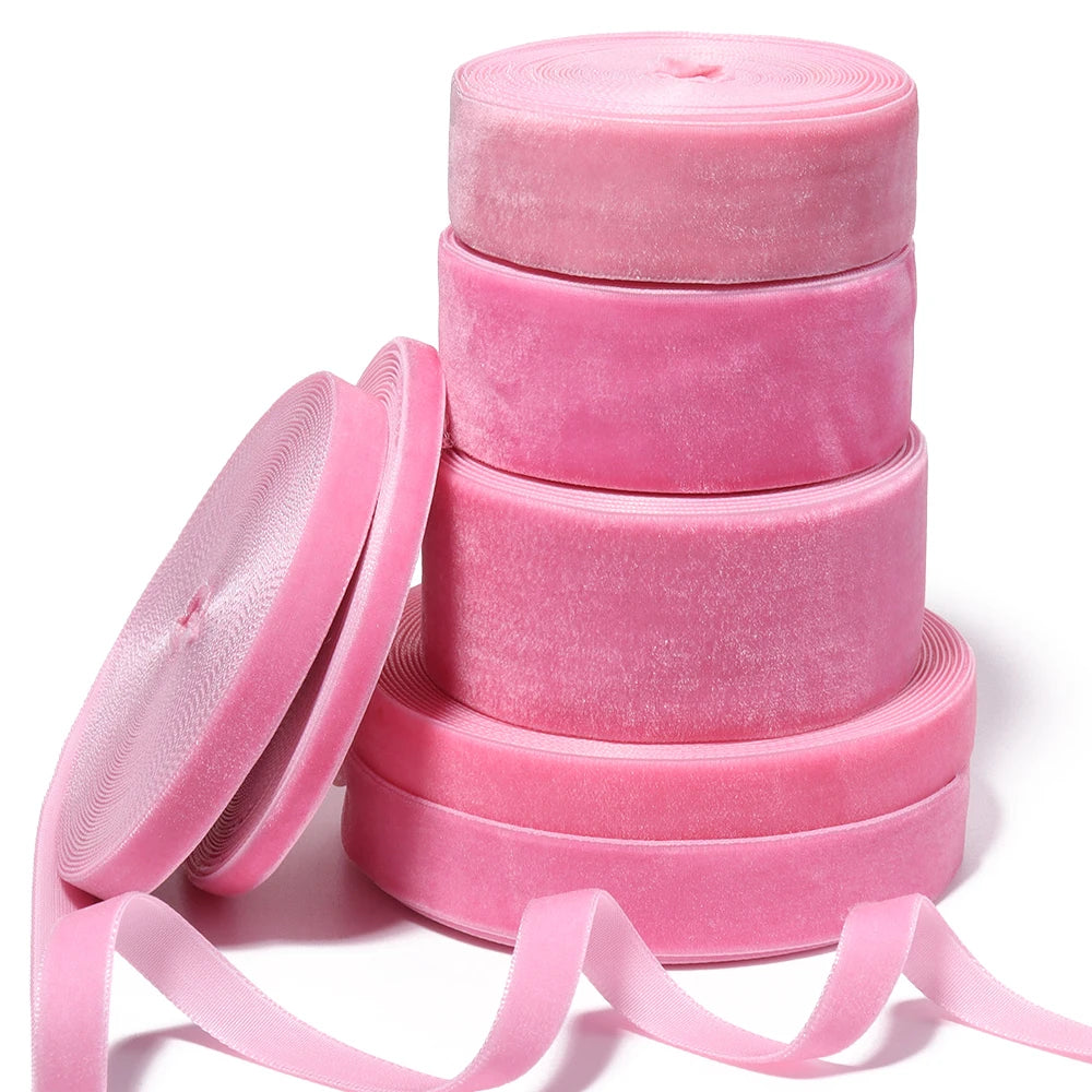 Deep Pink Single Face Velvet Ribbon 6–38mm | 5-10 Yards Velvet Craft Ribbon PLUSH