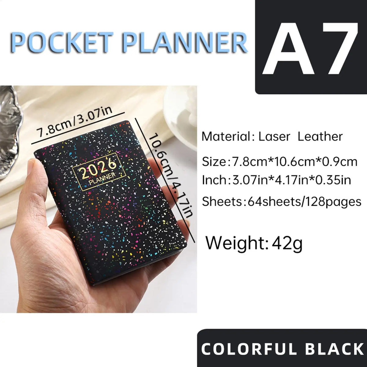2027 Weekly Daily Planner A7 Pocket Agenda Notebook – Black Planner Notebook PLUSH