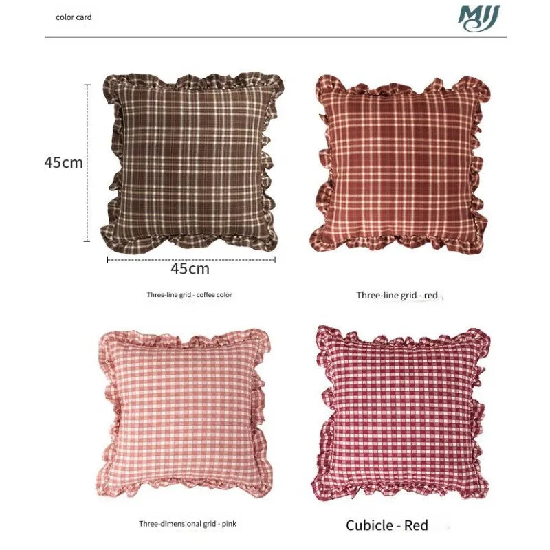 45x45cm Retro Plaid Pillowcase | Square Decorative Pillow Cover Decorative Pillow Cover PLUSH