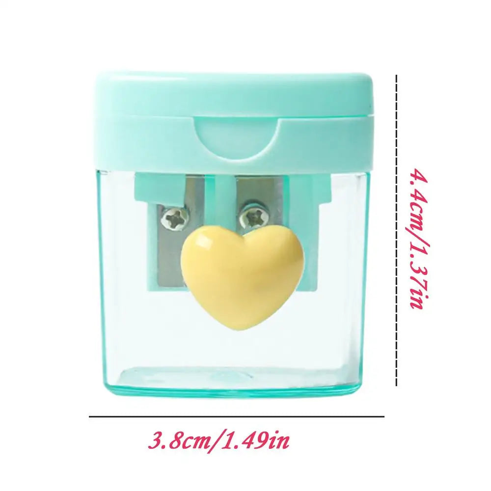 Cartoon Double Hole Pencil Sharpener for School & Art Pencil Sharpener PLUSH Green