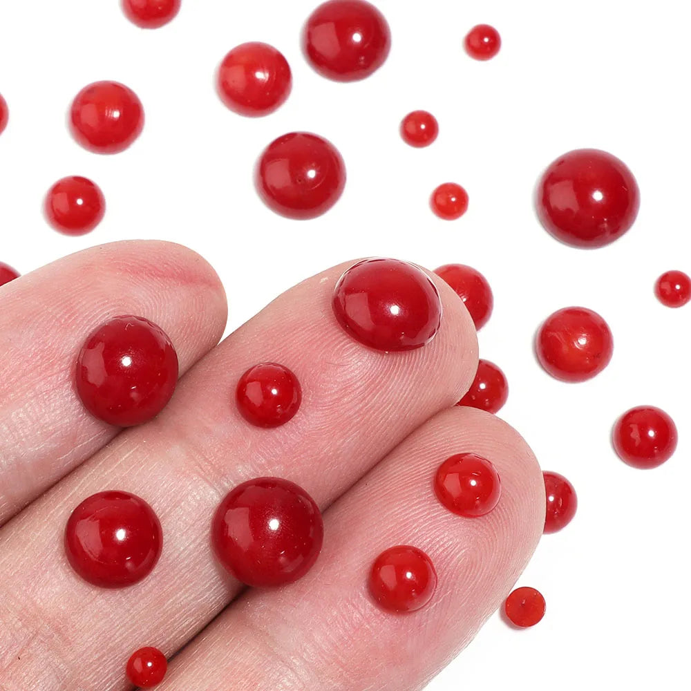 Red Coral Stone Round Cabochons – DIY Jewelry Making 5-12mm Jewelry Cabochons PLUSH