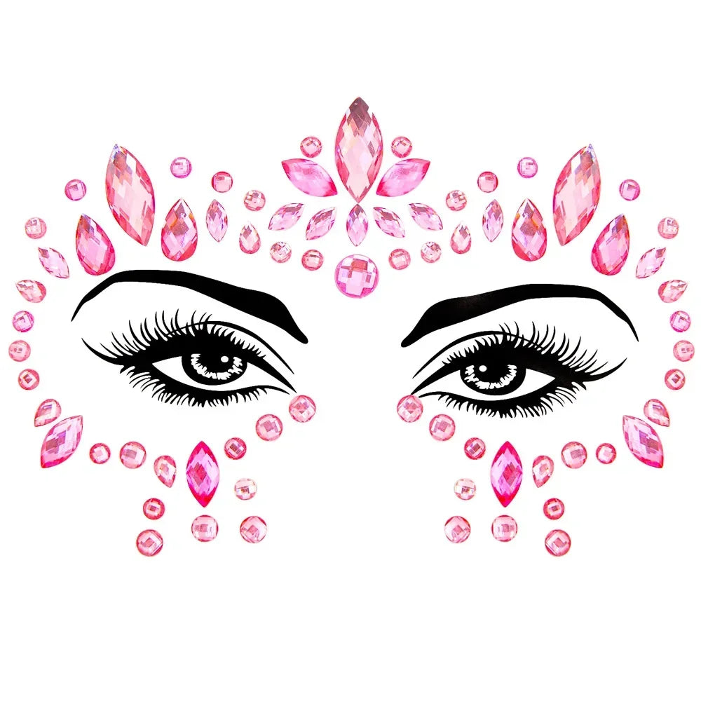 Crystal Face Gems Rhinestone Temporary Tattoo Stickers Face Gem Stickers PLUSH 54