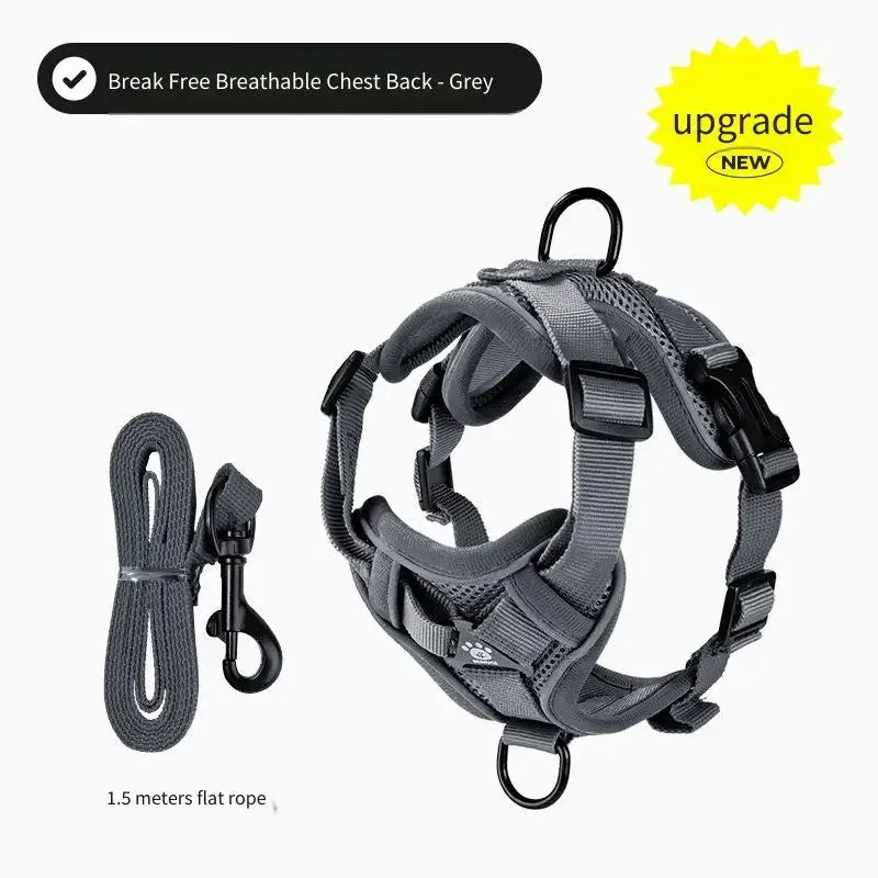 Escape-Proof Cat Harness Reflective Vest & Leash | S–XL Cat Harness & Leash PLUSH grey S