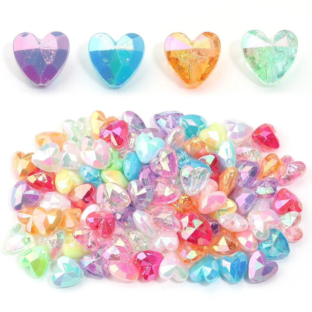 100pcs AB Color Heart Acrylic Beads – DIY Jewelry Making Acrylic Jewelry Beads PLUSH