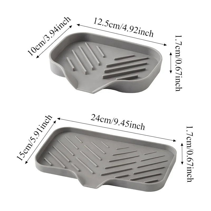 TPR Self-Draining Soap Dish & Sponge Tray – 1 or 2 Pack Soap Dish Tray PLUSH