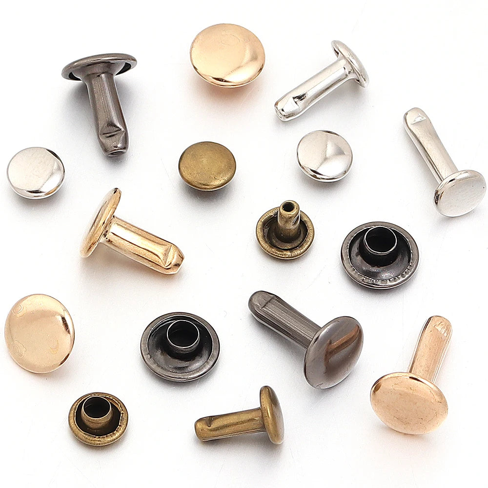50 Sets Metal Double Cap Rivets for Leather, Bags & DIY Craft Craft Rivets PLUSH