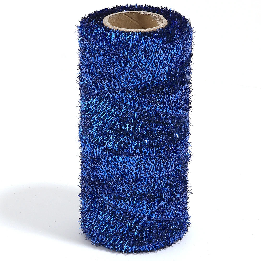 200 Yards Metallic Glitter Tinsel Yarn – DIY Gift & Craft Cord Craft Yarn Thread PLUSH royal blue