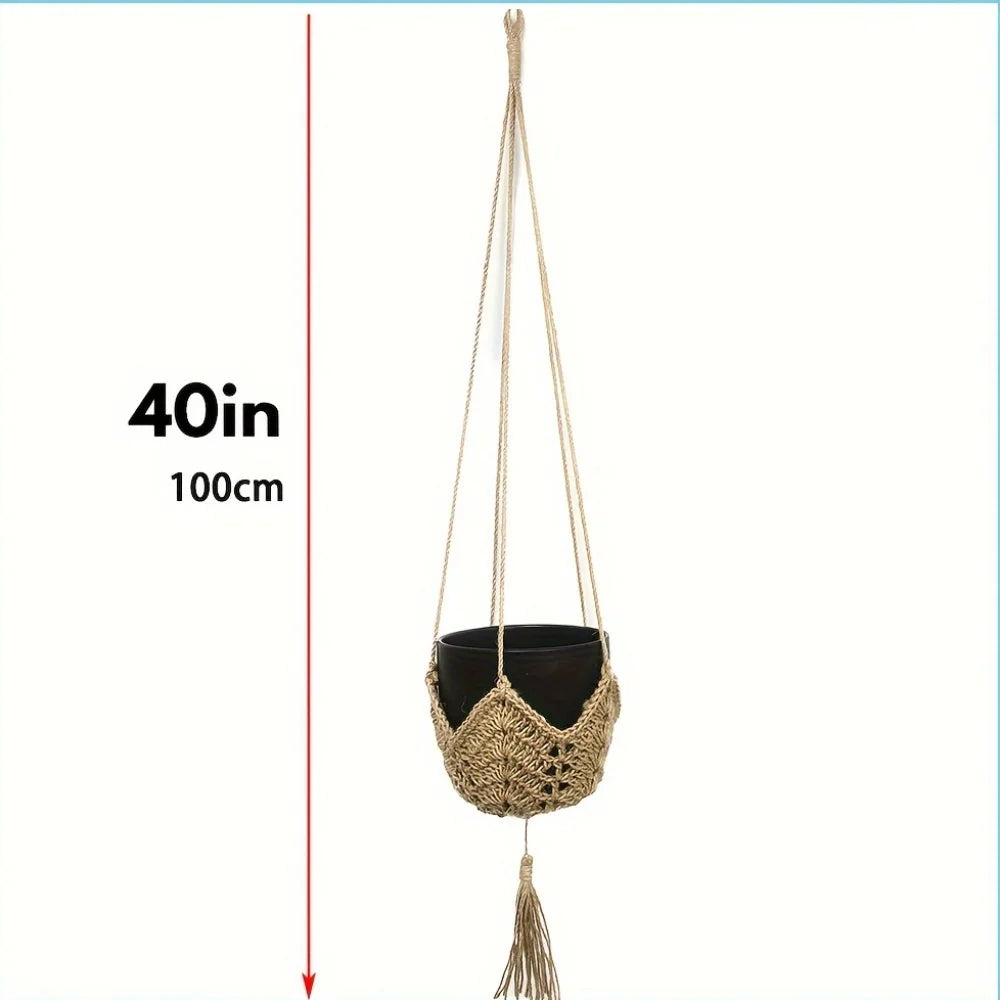 Boho Macrame Jute Hanging Planter Basket – 3 to 12 Inch Pots Hanging Planter Basket PLUSH