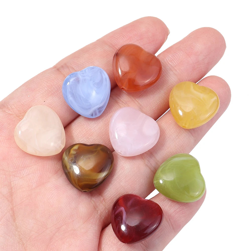 30pcs Heart Dual-Color Marbled Acrylic Spacer Beads | DIY Jewelry Acrylic Spacer Beads PLUSH