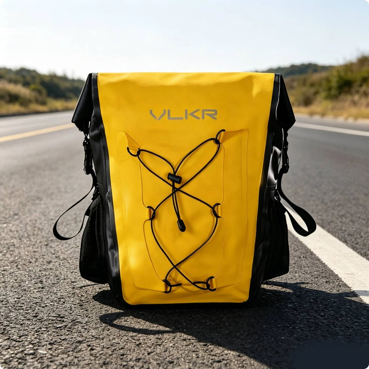 Waterproof Bike Pannier Bag with Side Pockets | Rear Rack Bike Pannier Bag PLUSH Yellow