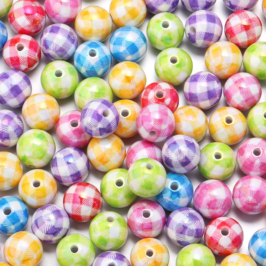 10pcs 16mm Plaid Acrylic Round Spacer Beads – DIY Jewelry Acrylic Spacer Beads PLUSH