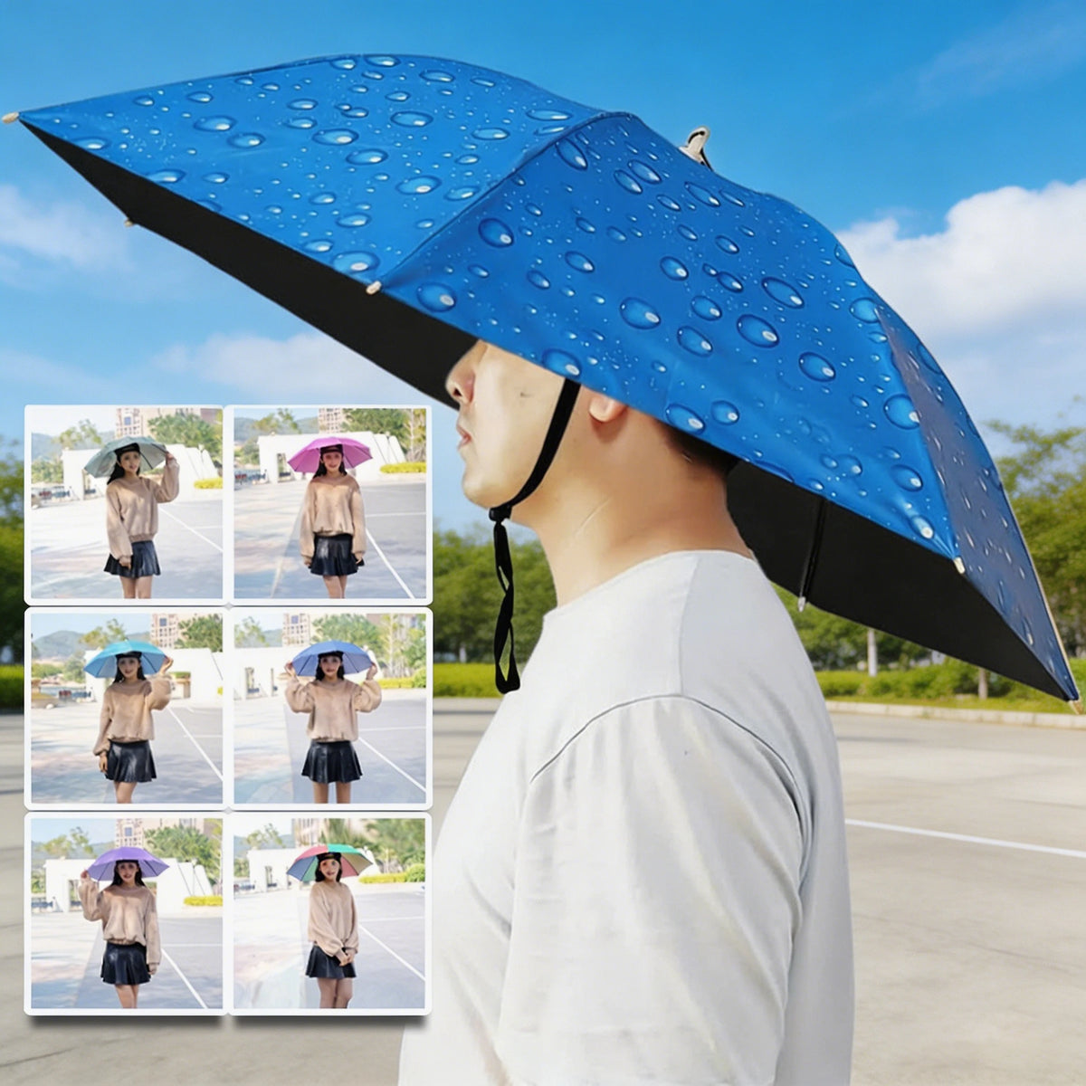 Double Layer Rainproof Umbrella Hat – Sun & Rain Protection Umbrella Hat PLUSH