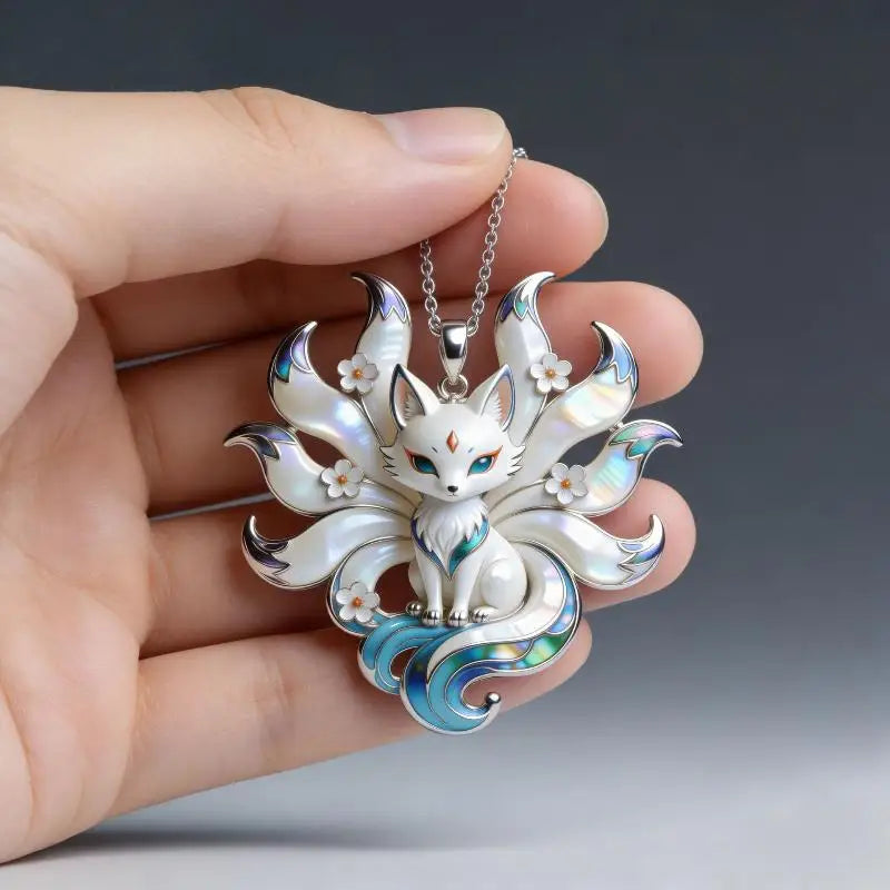 Nine-Tailed Fox Enamel Pendant Necklace & Charm | 1/3 Pcs Enamel Pendant Necklace PLUSH