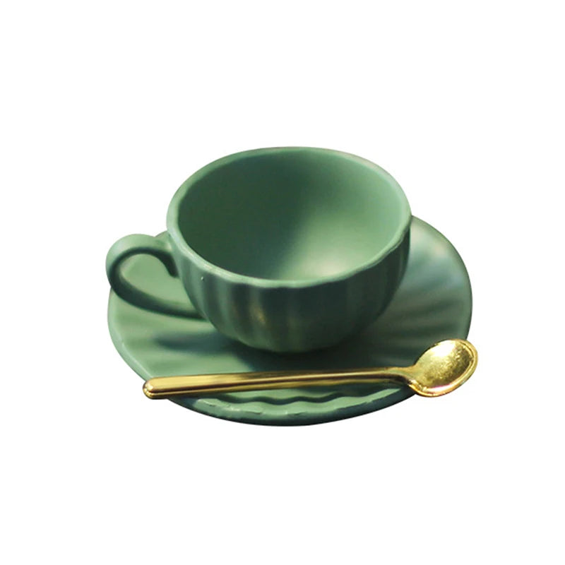 1:12 Dollhouse Mini Coffee Cup Saucer & Spoon Set – 3pcs Dollhouse Miniature Set PLUSH