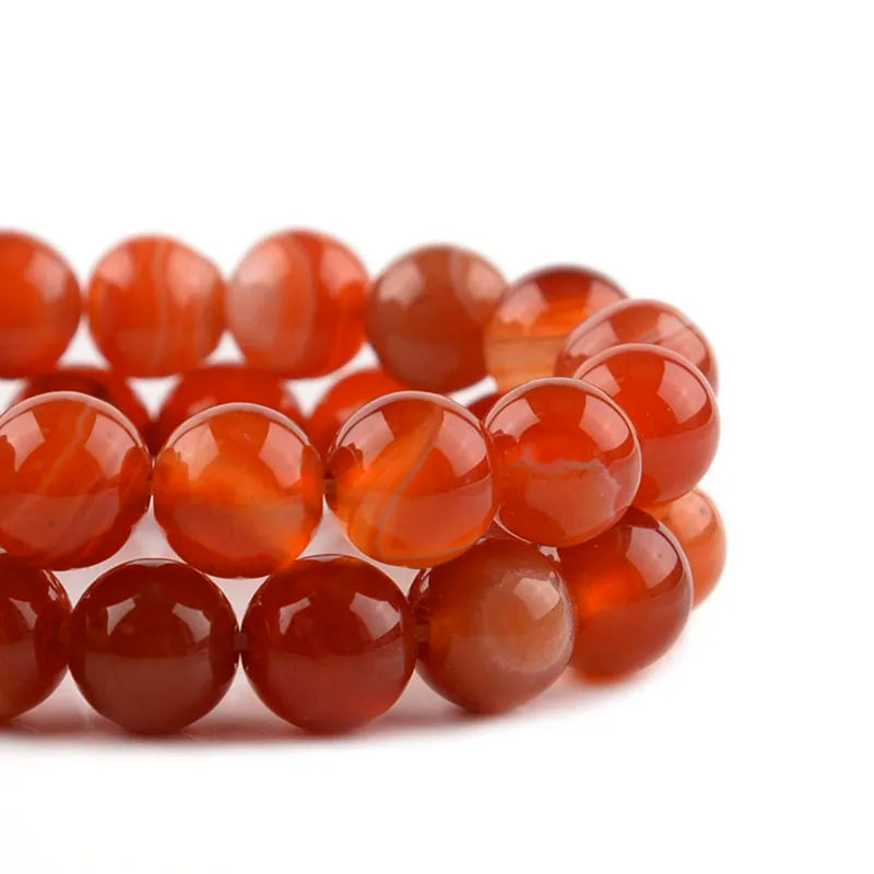 Red Stripe Agate Beads 4–12mm Natural Stone Spacers for DIY Natural Stone Beads PLUSH