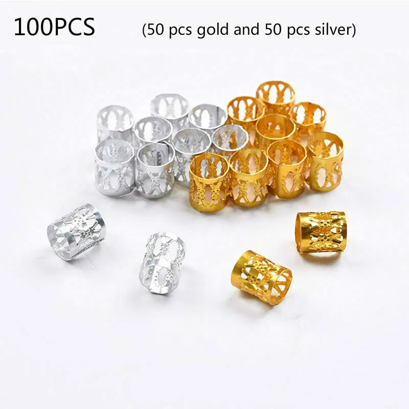 50-100pcs Dreadlock Hair Rings Bead Cuffs – Mixed Color Hair Braid Rings PLUSH No.3 100pcs