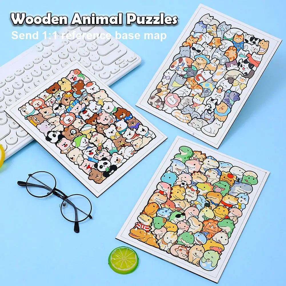 Wooden Cat Animal Puzzle – 50-Piece Irregular Laser-Cut Wood Wooden Jigsaw Puzzle PLUSH