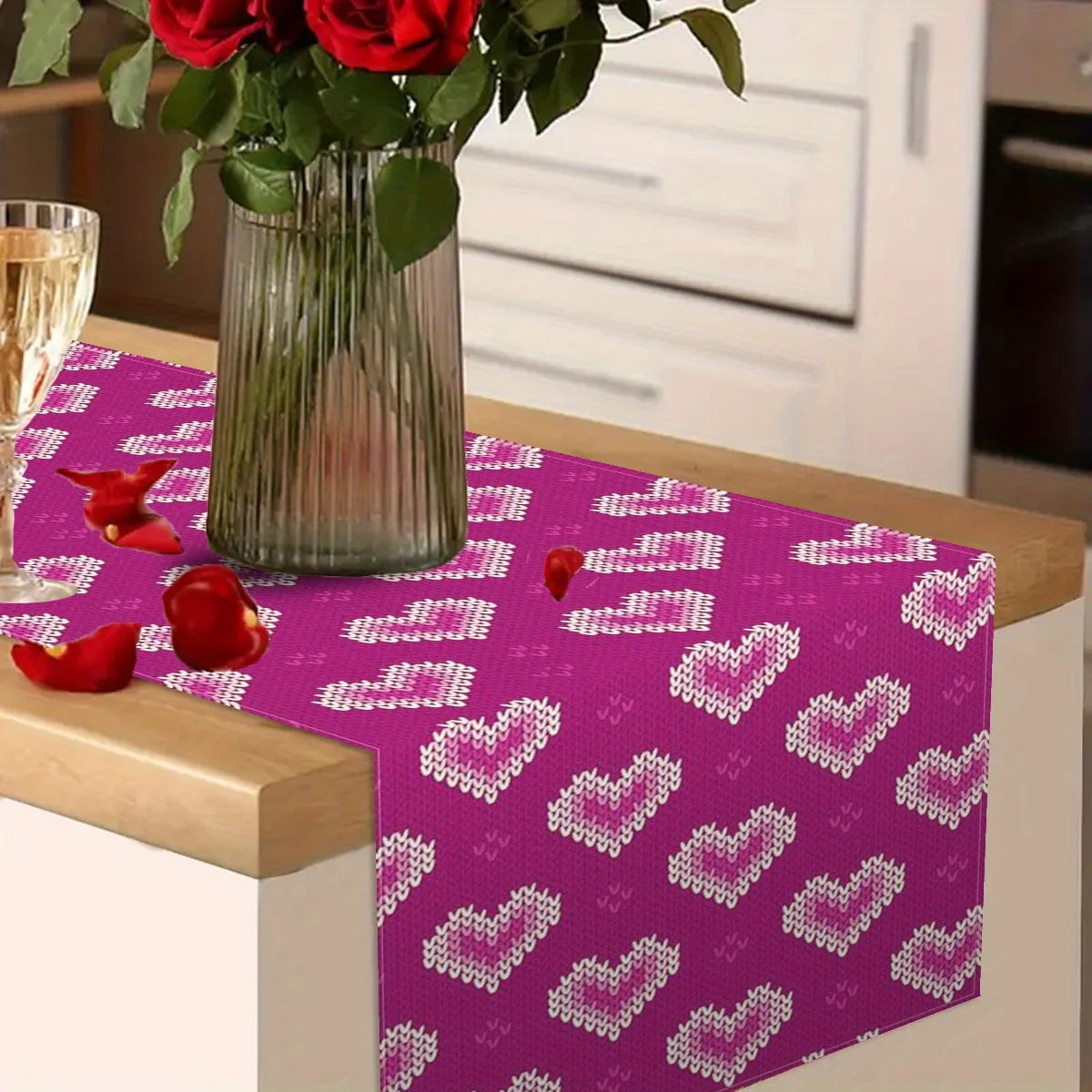 Vintage Purple Heart Table Runner – Holiday & Party Decor Decorative Table Runner PLUSH