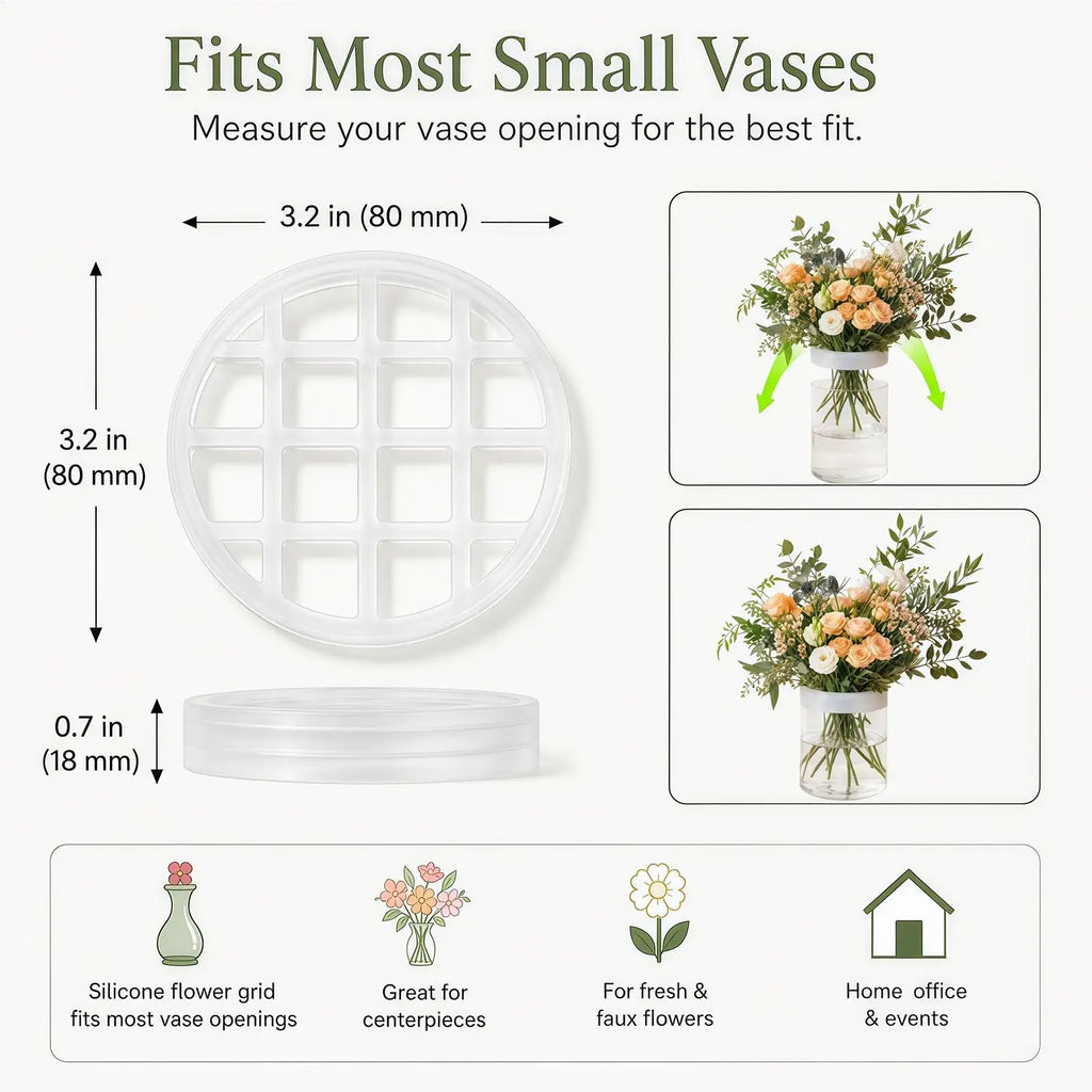2-Pack Silicone Flower Arranging Grid & Vase Stem Holder Floral Arranging Tool PLUSH