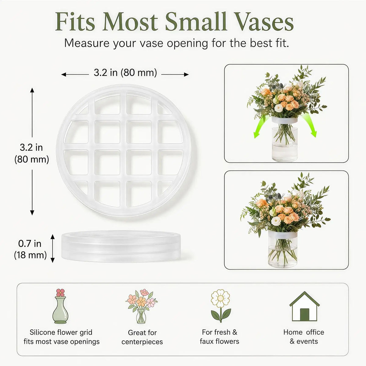 2-Pack Silicone Flower Arranging Grid & Vase Stem Holder Floral Arranging Tool PLUSH