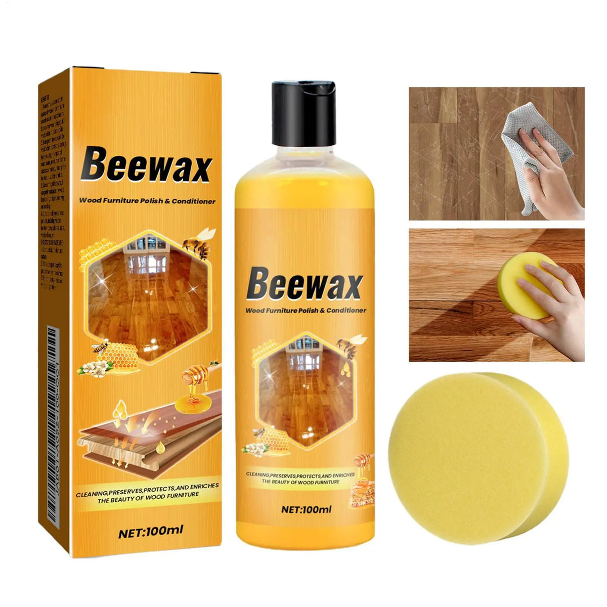 100ml Beeswax Wood Polish & Furniture Care Wax – Waterproof Furniture Polish Wax PLUSH
