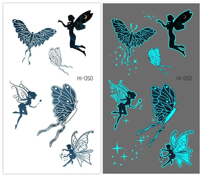 Luminous Butterfly Temporary Tattoo Stickers – Glow Body Art Temporary Tattoo Stickers PLUSH Hi-050
