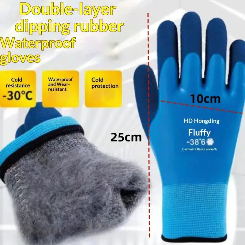 Waterproof Winter Work Gloves – Anti-Slip Thermal Safety Grip Safety Work Gloves PLUSH Blue B