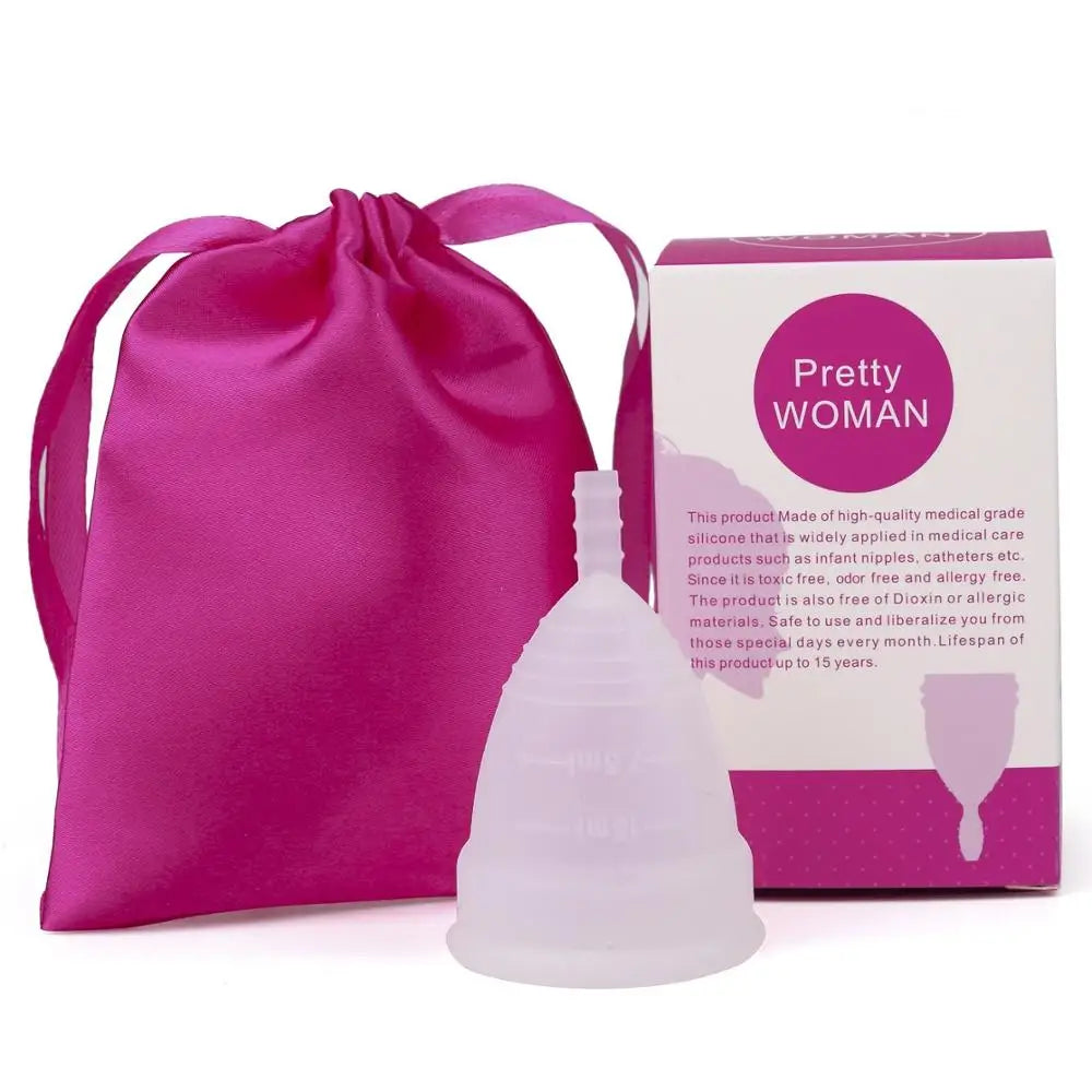 Medical Grade Silicone Menstrual Cup S & L | XceeFit Menstrual Cup PLUSH 1L and 1S 1Pack-Bag-box-White
