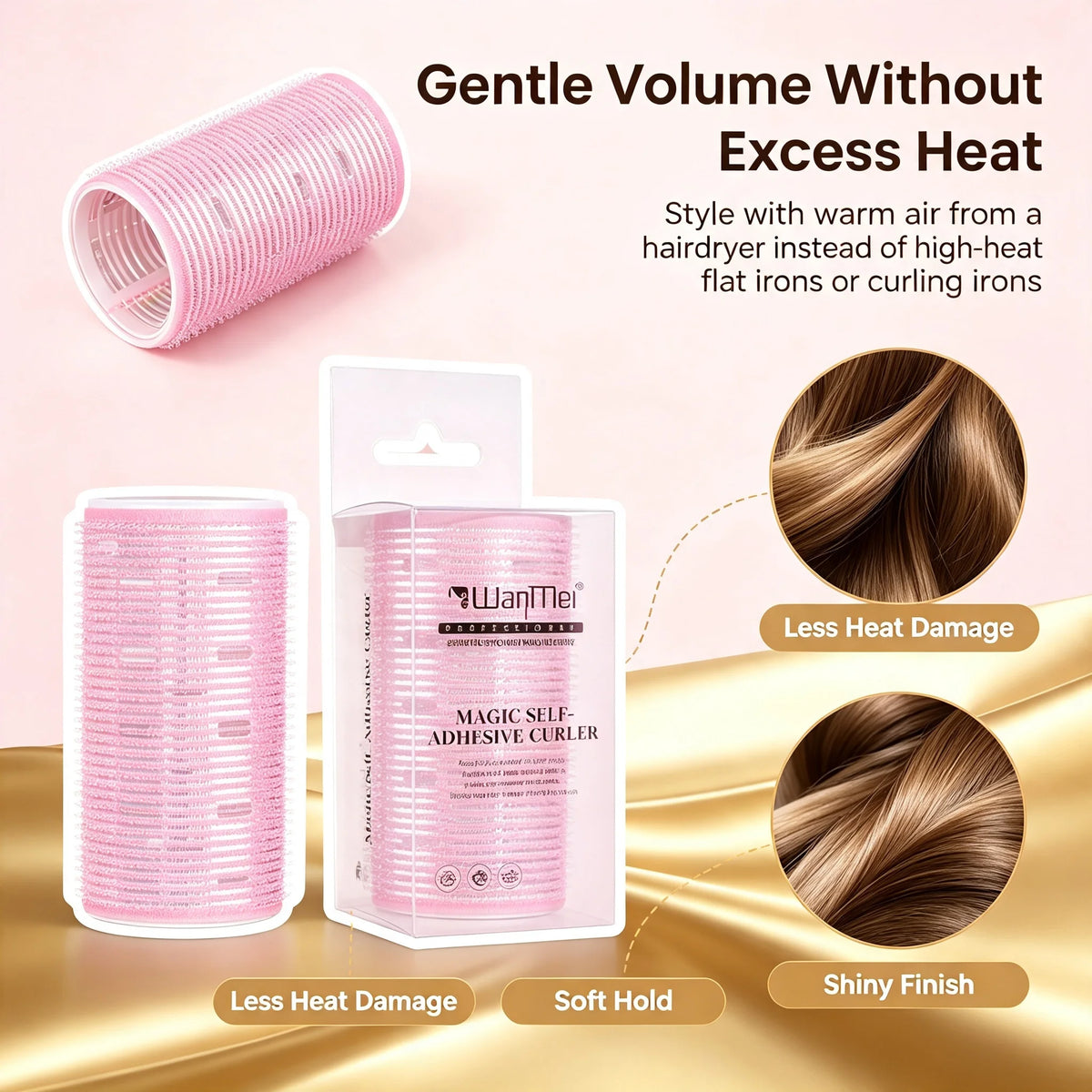 Self Grip Hair Roller – No Clip Root Lift Curl Styling Tool Hair Roller PLUSH