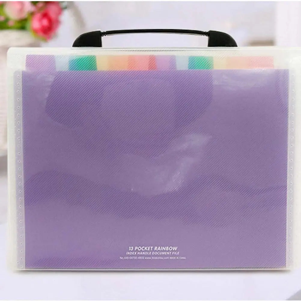 13-Pocket Rainbow Accordion File Organizer | A4 Document Bag Accordion File Organizer PLUSH