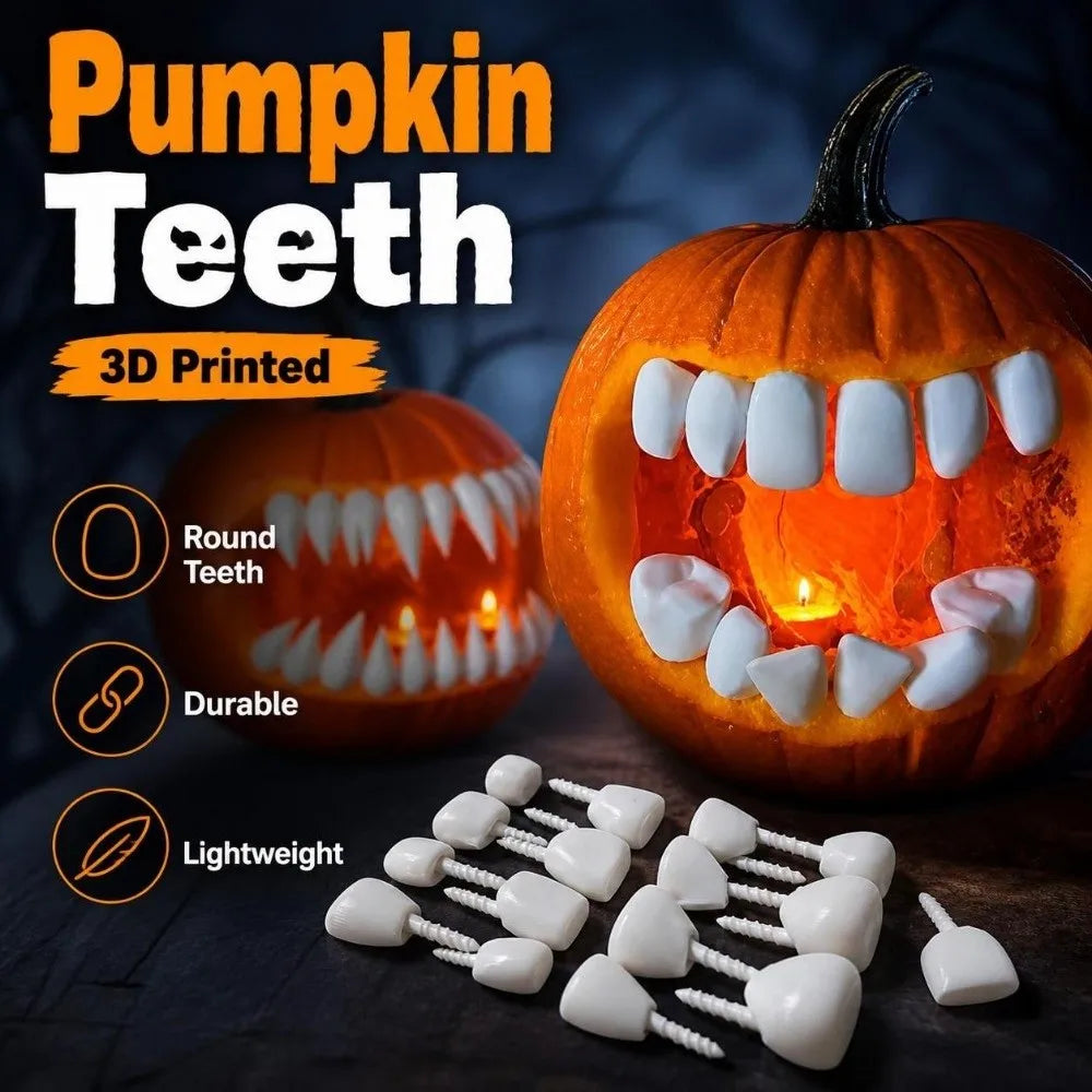 3D Printed Pumpkin Teeth Set | Jack O Lantern Carving Kit Halloween Pumpkin Decor PLUSH