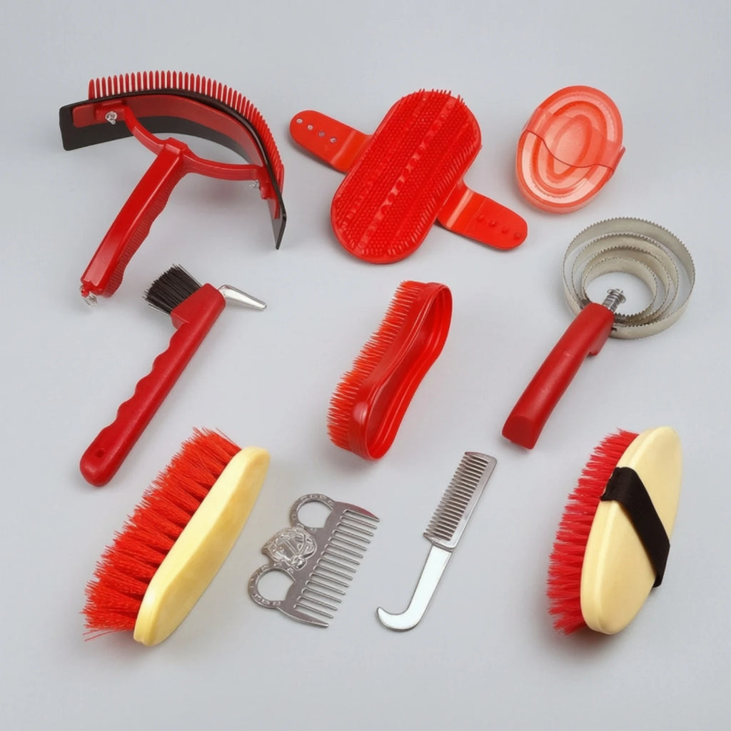 10-Piece Horse Grooming Kit with Zippered Carry Bag Horse Grooming Kit PLUSH