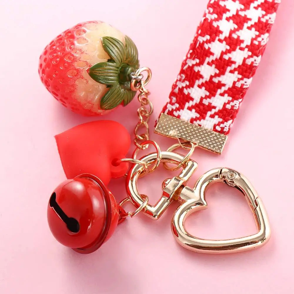Strawberry Heart Keychain – Cute Red Fruit Key Charm & Bag Pendant Fashion Keychain PLUSH