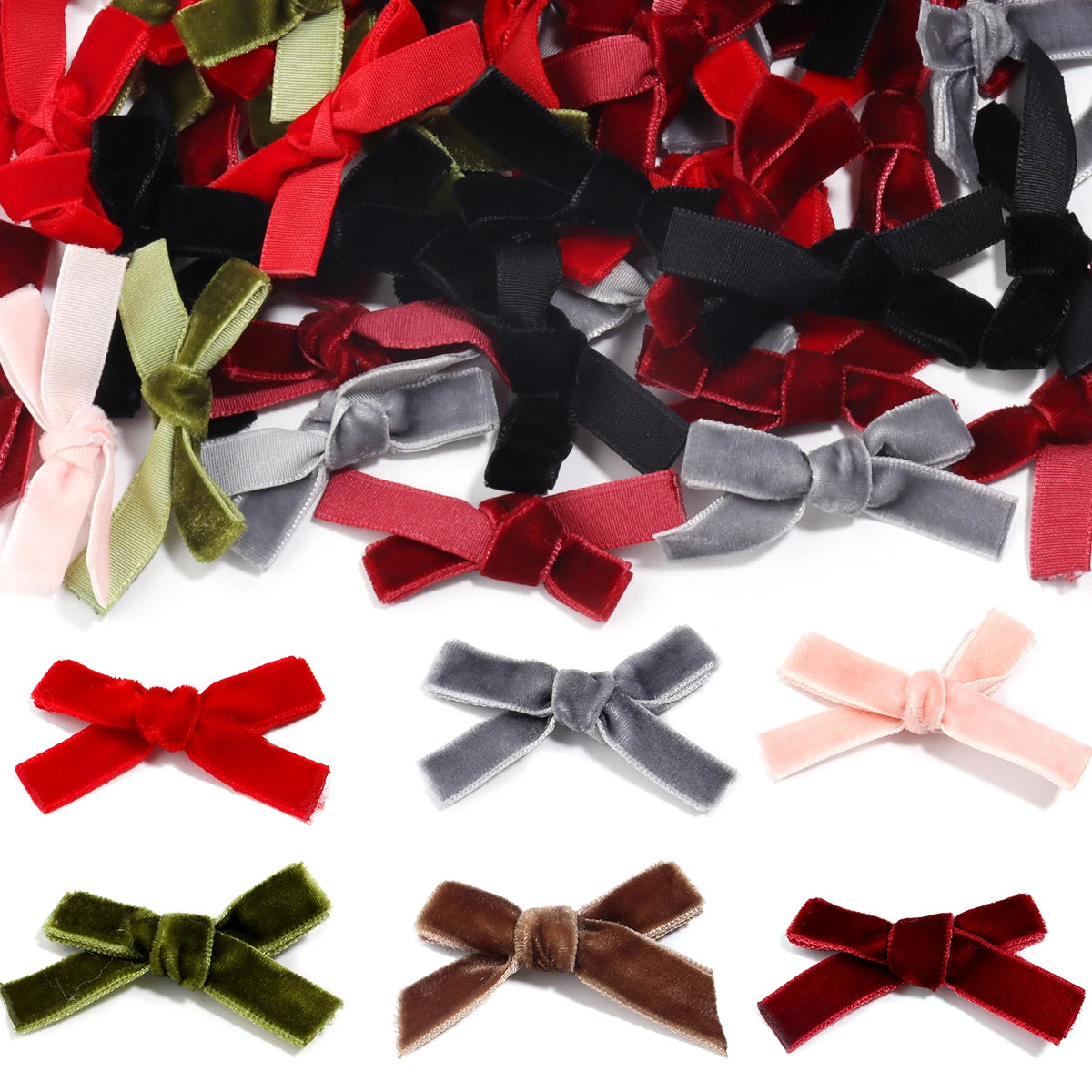 10pcs Velvet Ribbon Bows – Colourful DIY Craft Bowknots Craft Bow Embellishments PLUSH