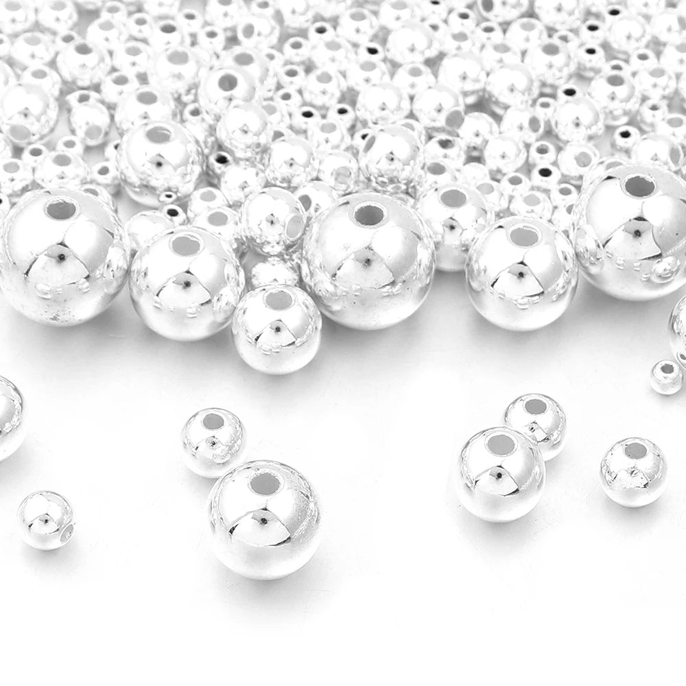 50-100pcs Silvering ABS Imitation Pearl Spacer Beads – DIY Jewelry Pearl Spacer Beads PLUSH