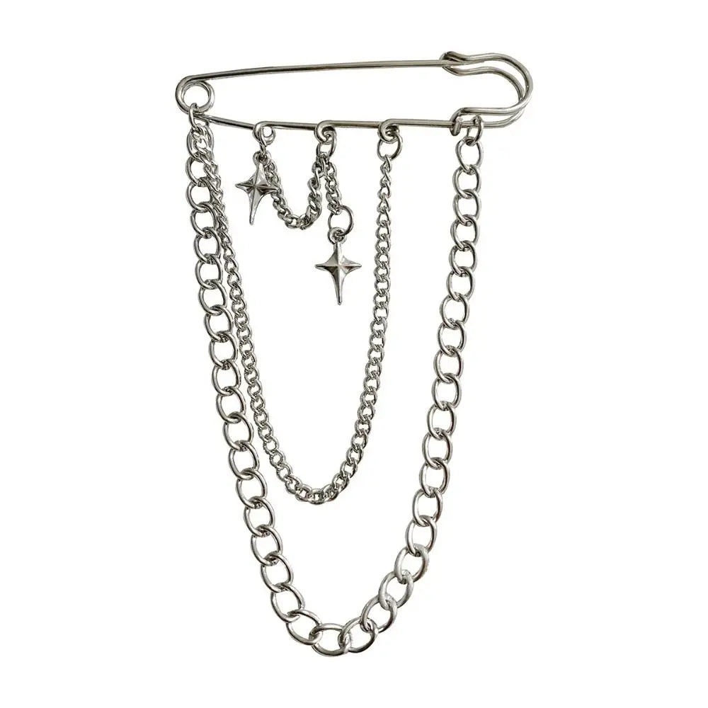 Y2K Punk Star Cross Chain Brooch – Tassel Cardigan Clip Fashion Brooch Pin PLUSH style 1