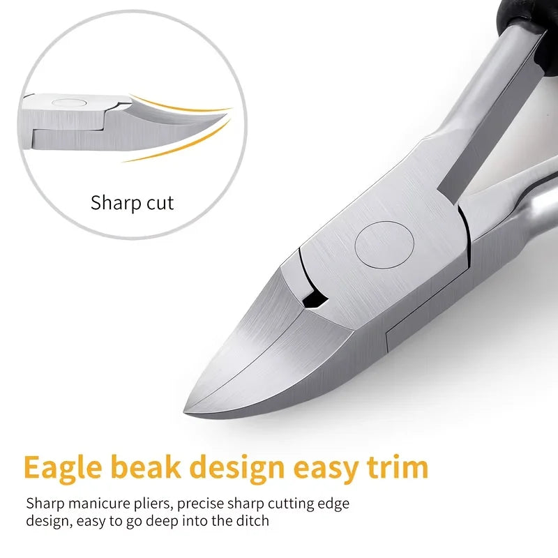 Ouriner Black Stainless Steel Cuticle Nipper & Nail Clipper Nail Manicure Set PLUSH