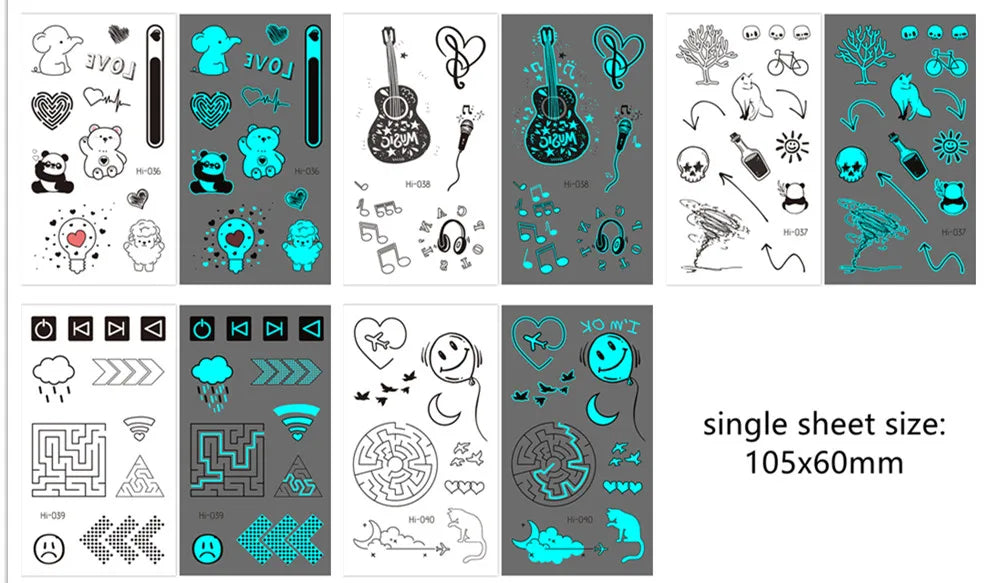 Luminous Glow Temporary Tattoo Stickers – Snake & Butterfly