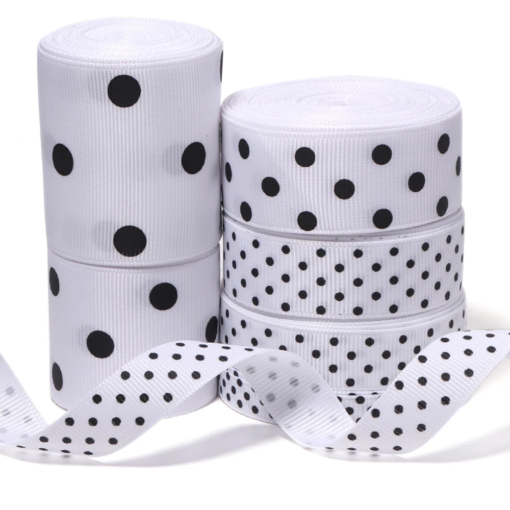 White Polka Dot Grosgrain Ribbon for Hair Bows & Gift Wrap Craft Ribbon PLUSH