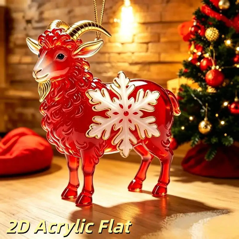 Acrylic Chinese Zodiac Goat Hanging Ornament Red Gold Holiday Hanging Ornament PLUSH A3